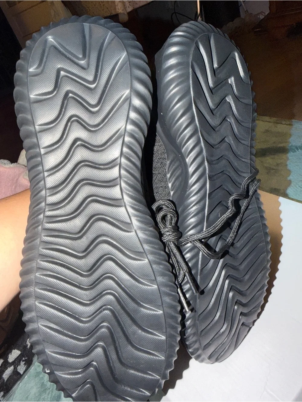 Men's Black Knit Lace-Up Sneakers